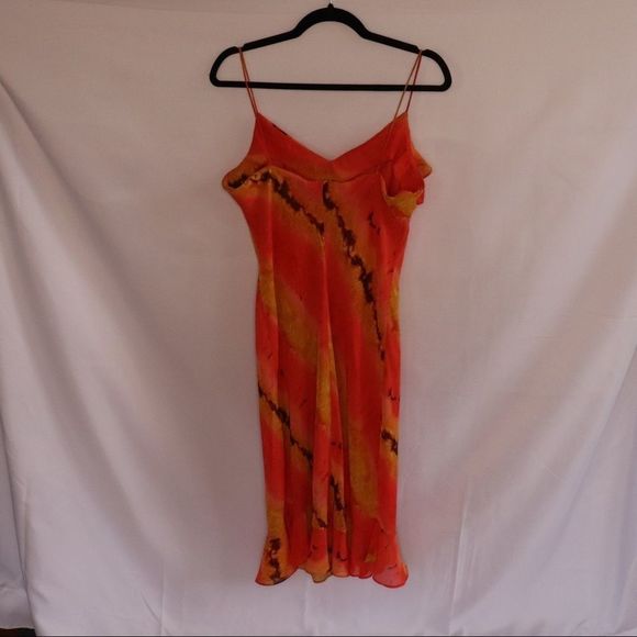 Orange y2k vintage orange silk dress size 11/12 - Picture 7 of 9